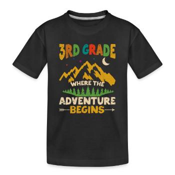 3. Klasse Wo das Abenteuer beginnt Lehrer - Kinder Premium Bio T-Shirt - Schwarz - Vorne