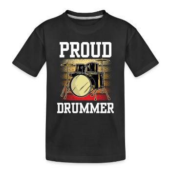 Stolzer Schlagzeuger Schlagzeug Schlagzeugspielen - Kinder Premium Bio T-Shirt - Schwarz - Vorne
