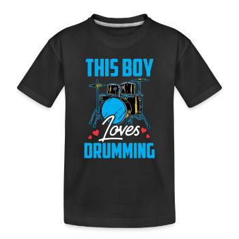 Dieser Junge Liebt Das Trommeln Schlagzeug Drum - Kinder Premium Bio T-Shirt - Schwarz - Vorne