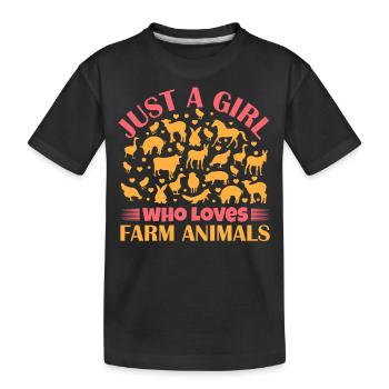 Filles, animaux de ferme, vaches, cochons, chèvres - T-shirt bio Premium Enfant - noir - Devant