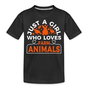 Filles, animaux de ferme, vaches, cochons, chèvres - T-shirt bio Premium Enfant - noir - Devant