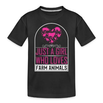 Filles, animaux de ferme, vaches, cochons, chèvres - T-shirt bio Premium Enfant - noir - Devant