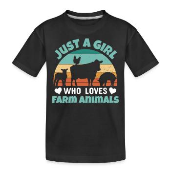 Filles, animaux de ferme, vaches, cochons, chèvres - T-shirt bio Premium Enfant - noir - Devant