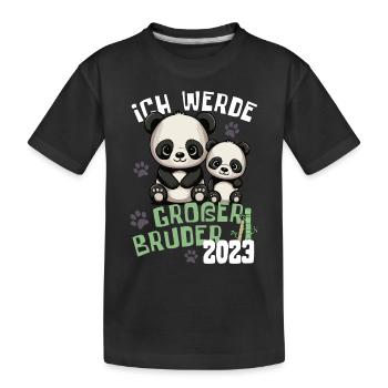 Ich werde großer Bruder 2023 - Süße Panda Brüder - Kinder Premium Bio T-Shirt - Schwarz - Vorne