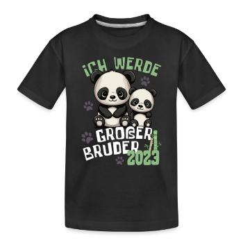 Ich werde großer Bruder 2023 - Süße Panda Brüder - Kinder Premium Bio T-Shirt - Schwarz - Vorne