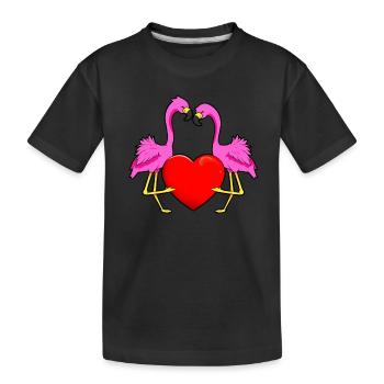 Flamant rose Amour - T-shirt bio Premium Enfant - noir - Devant