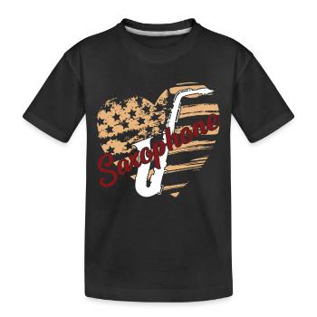 Saxophone Saxophone Flag - Kids' Premium Organic T-Shirt - black - Front