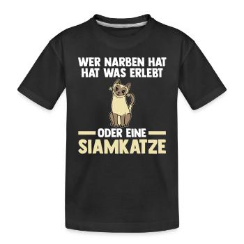 Siamkatze Katze - Kinder Premium Bio T-Shirt - Schwarz - Vorne