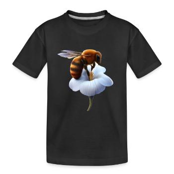 Bee on flower - Kids' Premium Organic T-Shirt - black - Front