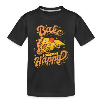 Cuire quelqu’un heureux Four à pizza Plateau à pizza - T-shirt bio Premium Enfant - noir - Devant