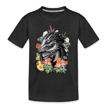 Fleurs de dragon - T-shirt bio Premium Enfant - noir - Devant