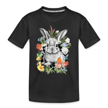 Rabbit Rabbit Flowers - Kids' Premium Organic T-Shirt - black - Front