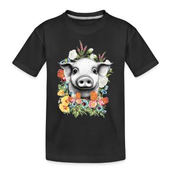 Fleurs de cochon - T-shirt bio Premium Enfant - noir - Devant