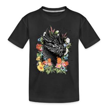 Fleurs de dragon - T-shirt bio Premium Enfant - noir - Devant