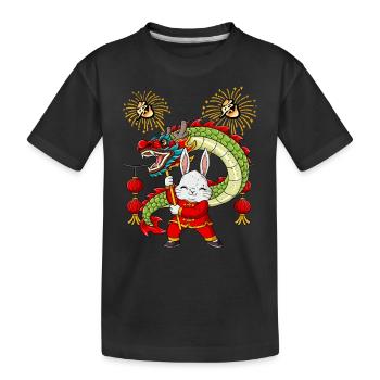 Année du Lapin Nouvel An lunaire chinois - T-shirt bio Premium Enfant - noir - Devant