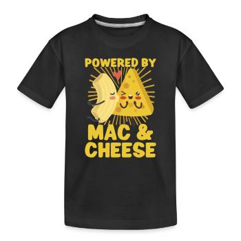 MAC AND CHEESE GIFT: powered by mac & cheese - Kinder Premium Bio T-Shirt - Schwarz - Vorne