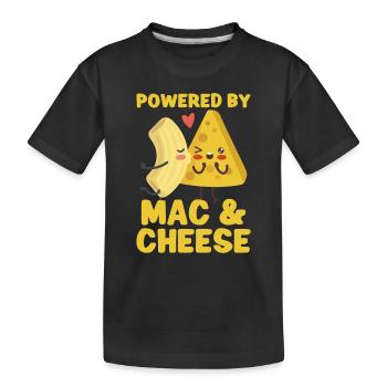 MAC AND CHEESE GIFT: powered by mac & cheese - Kinder Premium Bio T-Shirt - Schwarz - Vorne