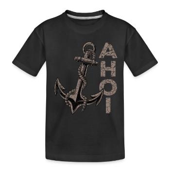Ahoi Anker Heimat Ostfriesland Ostfriese - Kinder Premium Bio T-Shirt - Schwarz - Vorne