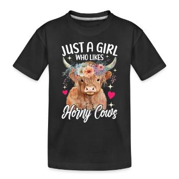 Highland Cow Hochlandkuh - Kinder Premium Bio T-Shirt - Schwarz - Vorne