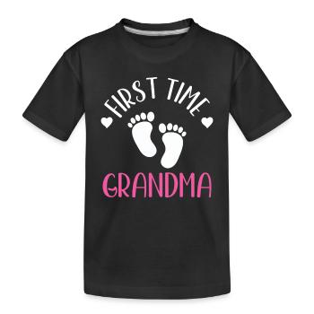 First Time Grandma Cute Grandparents First Time - Kids' Premium Organic T-Shirt - black - Front
