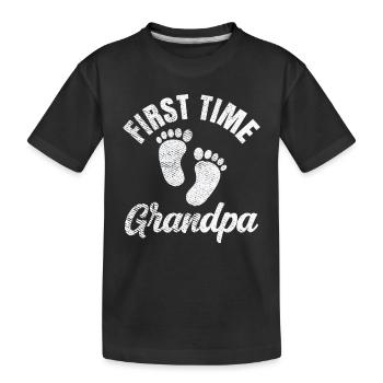 First time grandpa grandparents first time cute - Kids' Premium Organic T-Shirt - black - Front