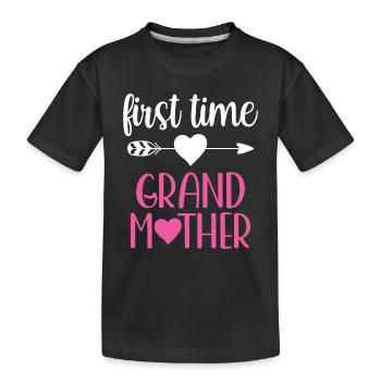 First Time Grandmother Cute Grandparents First Time - Kids' Premium Organic T-Shirt - black - Front