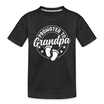 Promoted to grandfather sweet grandparents first time - Kids' Premium Organic T-Shirt - black - Front