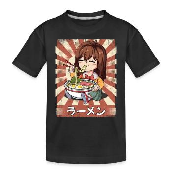 Ramen Anime Mädchen Nudelsuppe Ramen - Kinder Premium Bio T-Shirt - Schwarz - Vorne