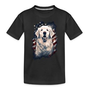 Chien Drapeau américain d’un fier amoureux des chiens - T-shirt bio Premium Enfant - noir - Devant