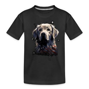 Chien Drapeau américain d’un fier amoureux des chiens - T-shirt bio Premium Enfant - noir - Devant