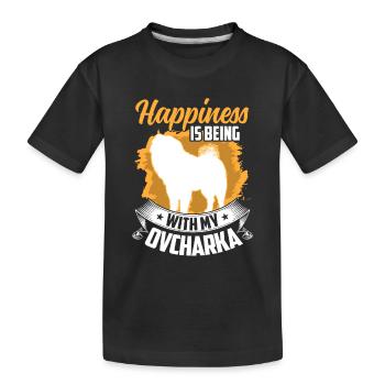 Ovcharka est chanceux chien de berger du Caucase - T-shirt bio Premium Enfant - noir - Devant