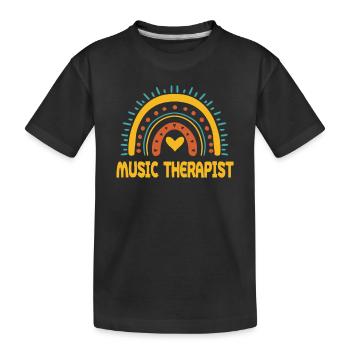 Music Therapist Rainbow - Kids' Premium Organic T-Shirt - black - Front
