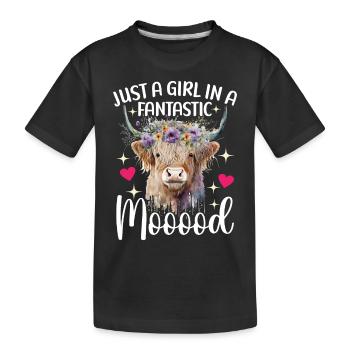 Highland Cow Hochlandkuh - Kinder Premium Bio T-Shirt - Schwarz - Vorne