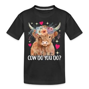 Highland Cow Hochlandkuh - Kinder Premium Bio T-Shirt - Schwarz - Vorne