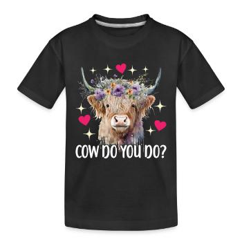 Highland Cow Hochlandkuh - Kinder Premium Bio T-Shirt - Schwarz - Vorne