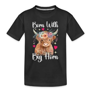 Highland Cow Hochlandkuh - Kinder Premium Bio T-Shirt - Schwarz - Vorne
