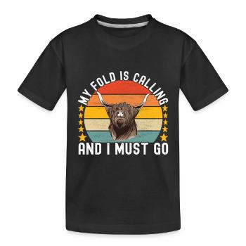 Highland Cow Hochlandkuh - Kids' Premium Organic T-Shirt - black - Front