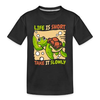 La vie est courte Take It Slowly Giant Tortoise - T-shirt bio Premium Enfant - noir - Devant