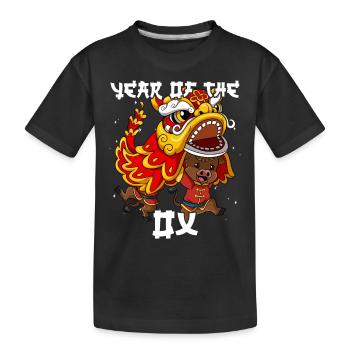 Year of the Ox Lunar New Year Chinese - Kids' Premium Organic T-Shirt - black - Front