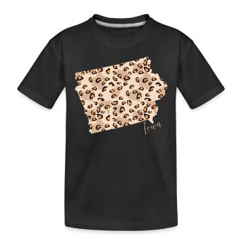 Carte de motif léopard Leo État de l’Iowa - T-shirt bio Premium Enfant - noir - Devant