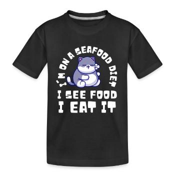 Obésité du gros chat - T-shirt bio Premium Enfant - noir - Devant