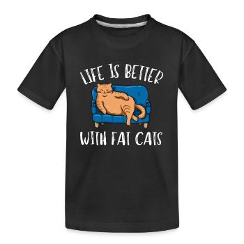 Obésité du gros chat - T-shirt bio Premium Enfant - noir - Devant
