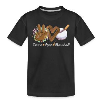 Les filles de la paix aiment le baseball - T-shirt bio Premium Enfant - noir - Devant