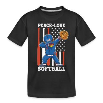 Les filles de la paix aiment le softball - T-shirt bio Premium Enfant - noir - Devant