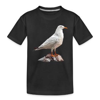 Polygon Möwe auf Felsen - Kinder Premium Bio T-Shirt - Schwarz - Vorne