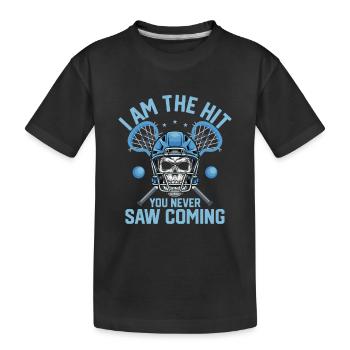 I Am The Hit You Never See Coming Player Lacrosse - Kinder Premium Bio T-Shirt - Schwarz - Vorne