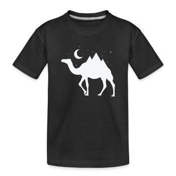 Camel with mountains as humps at night - Kids' Premium Organic T-Shirt - black - Front