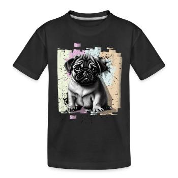 Pug - Kids' Premium Organic T-Shirt - black - Front