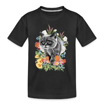Fleurs de chat - T-shirt bio Premium Enfant - noir - Devant