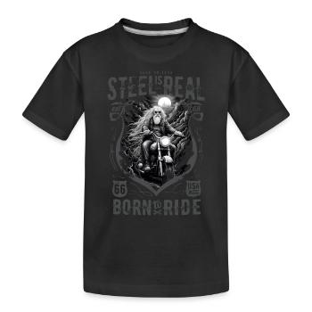 Vieux motard motard cool - T-shirt bio Premium Enfant - noir - Devant